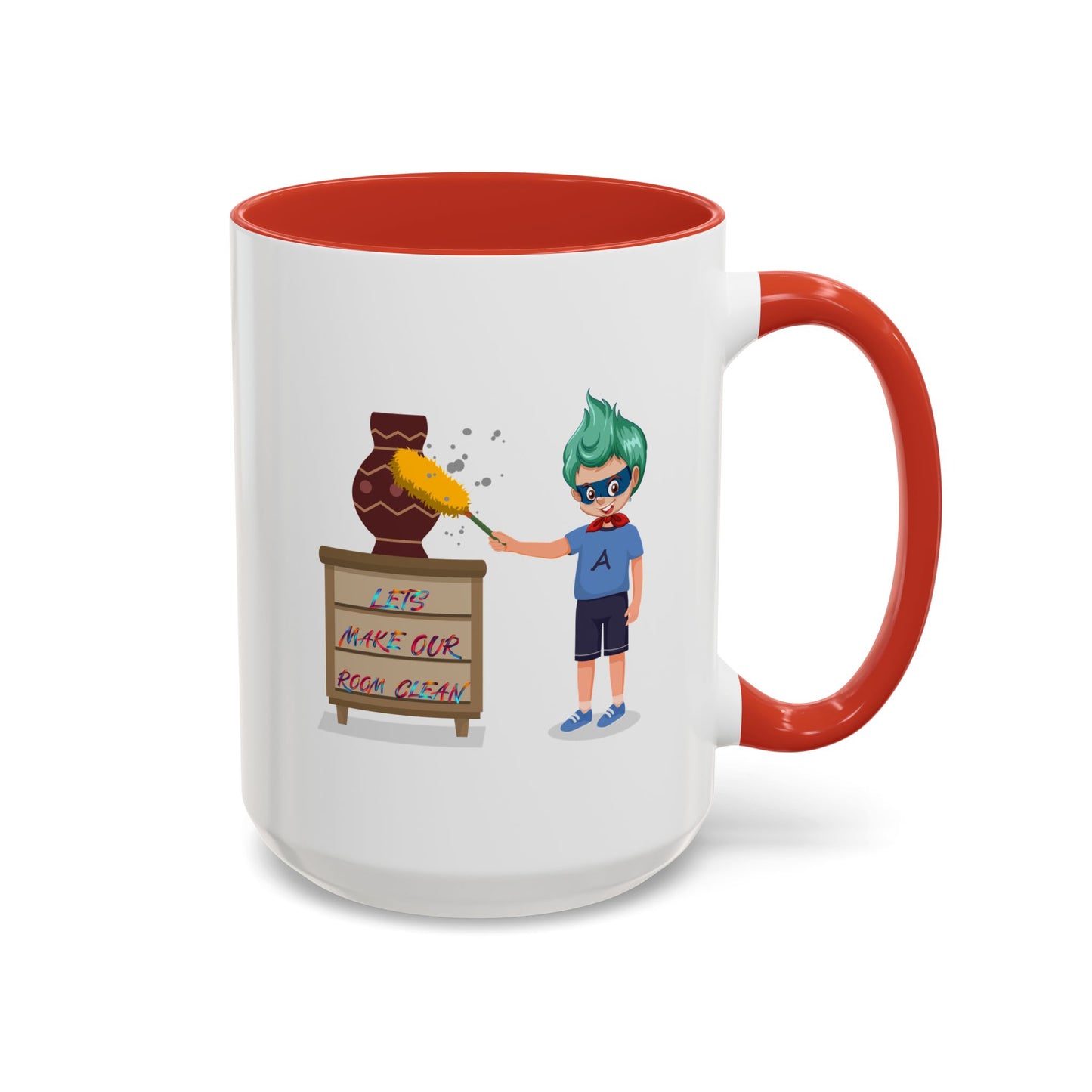 Accent Coffee Mug - Super kiddo cleaning a vase