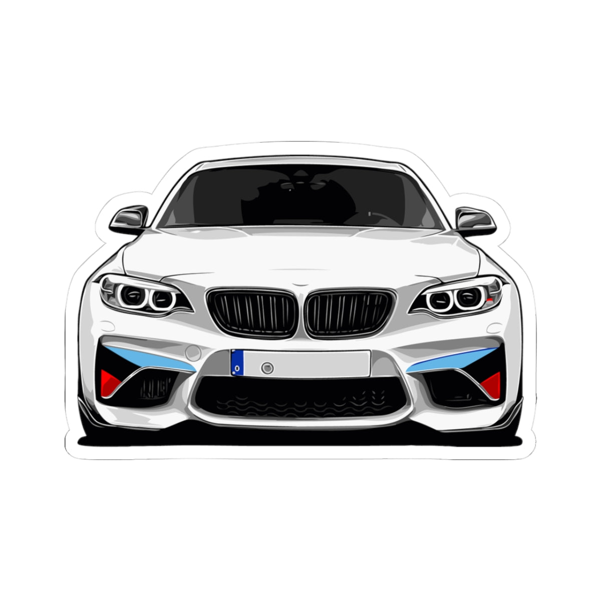 Kiss-Cut Vinyl Decals - White sports car
