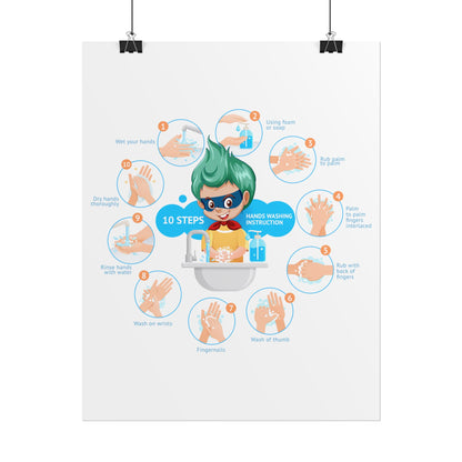 Rolled Posters - Super kiddo hand washing steps - [[{"value":"Wonderwear Kid"}]]