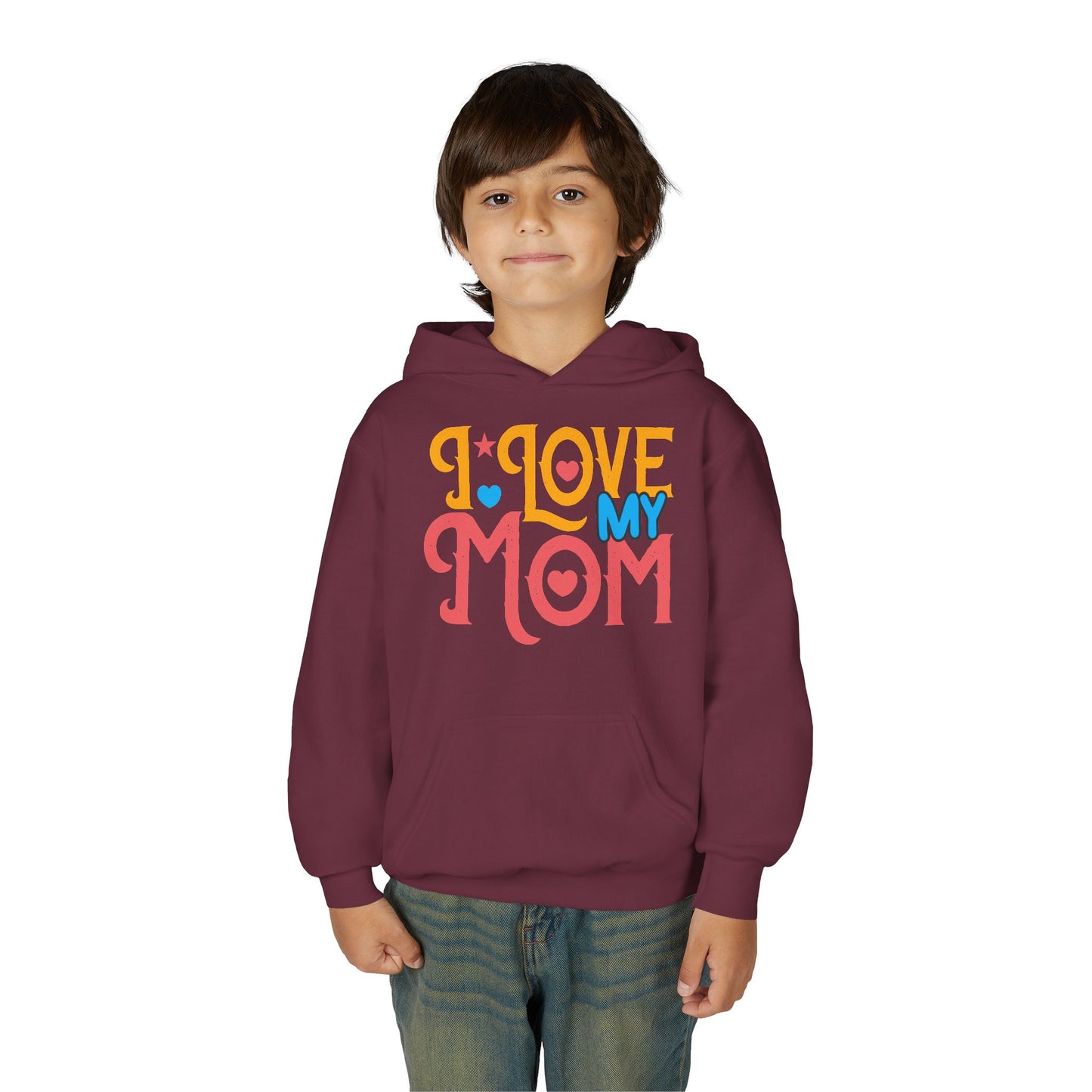 Youth Heavy Blend Hooded Sweatshirt -  I love my Mommy