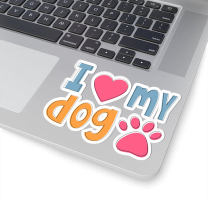 Kiss-Cut Vinyl Decals - I love my dog Printify