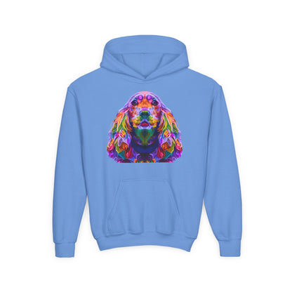 Youth hoodie with adorable golden retriever design Printify