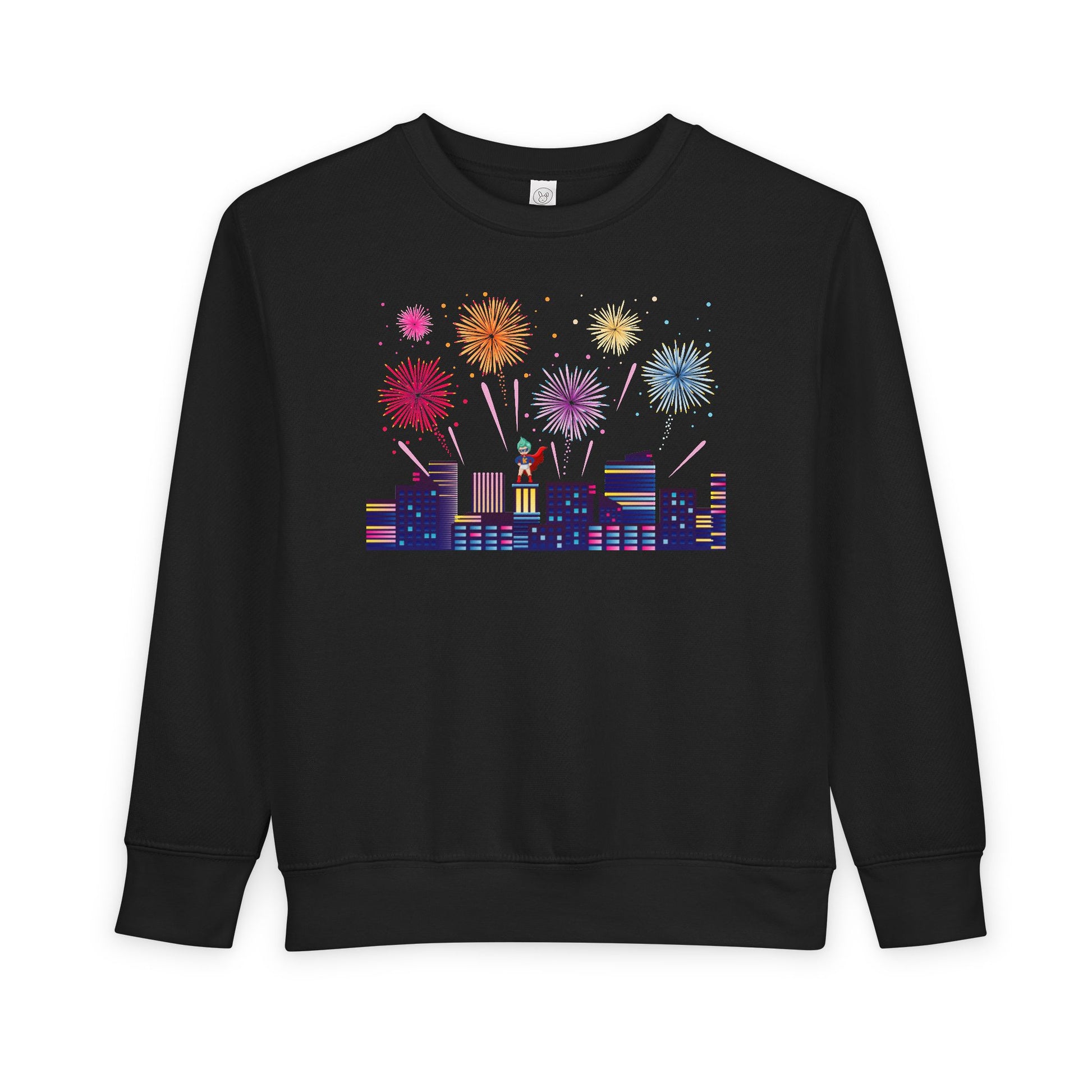 Toddler Sweatshirt - Super kiddo with fireworks - [[{"value":"Wonderwear Kid"}]]