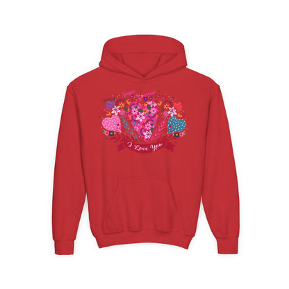 Youth Heavy Blend Hooded Sweatshirt - I love you Printify