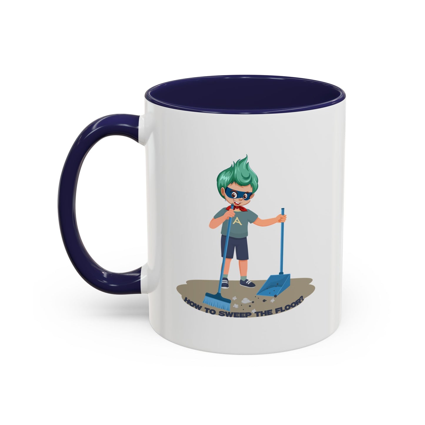 Accent Coffee Mug - Super kiddo sweeping floor