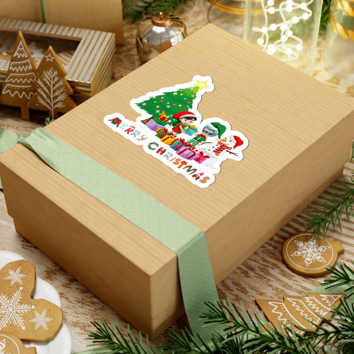 Kiss-Cut Stickers - Super kiddo preparing gifts - [[{"value":"Wonderwear Kid"}]]