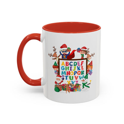 Accent Coffee Mug - Christmas alphabet with super kiddo - [[{"value":"Wonderwear Kid"}]]