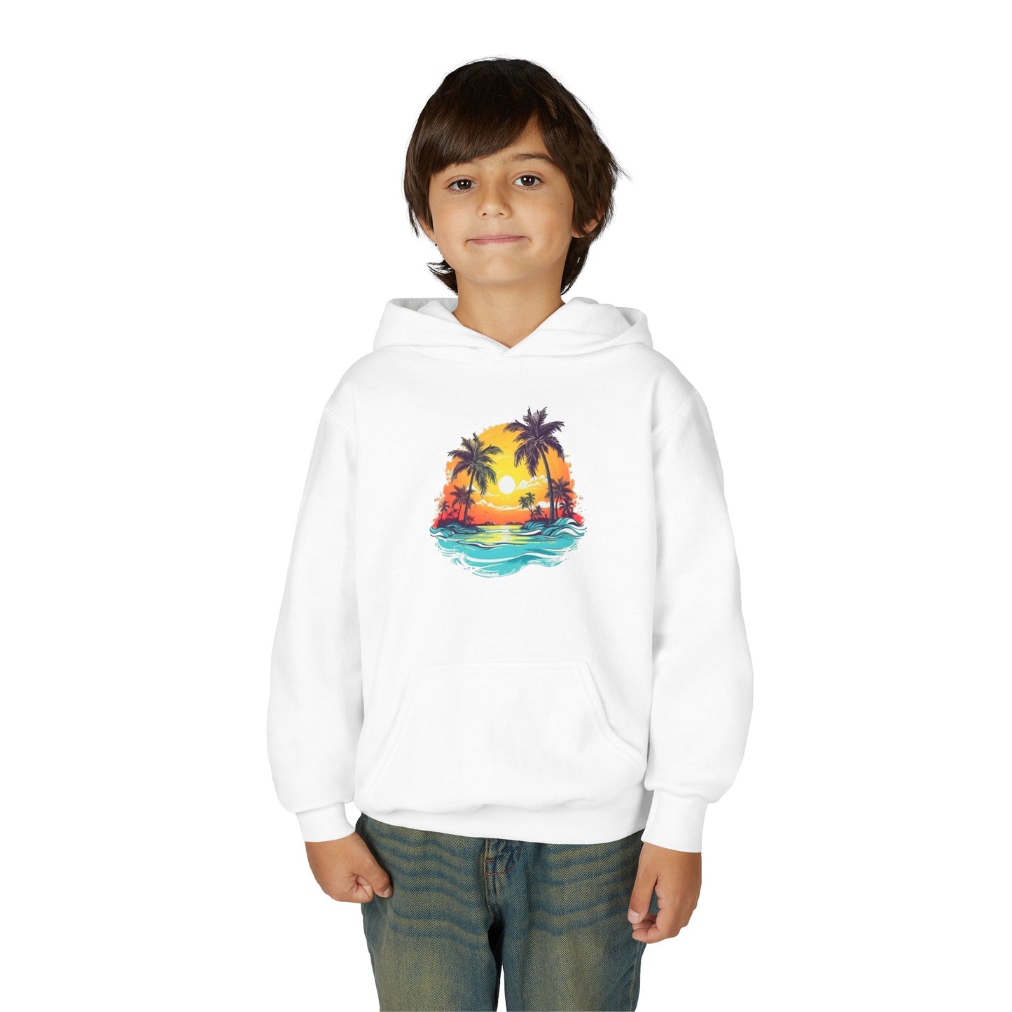 Youth Heavy Blend Hooded Sweatshirt - Summer tropical