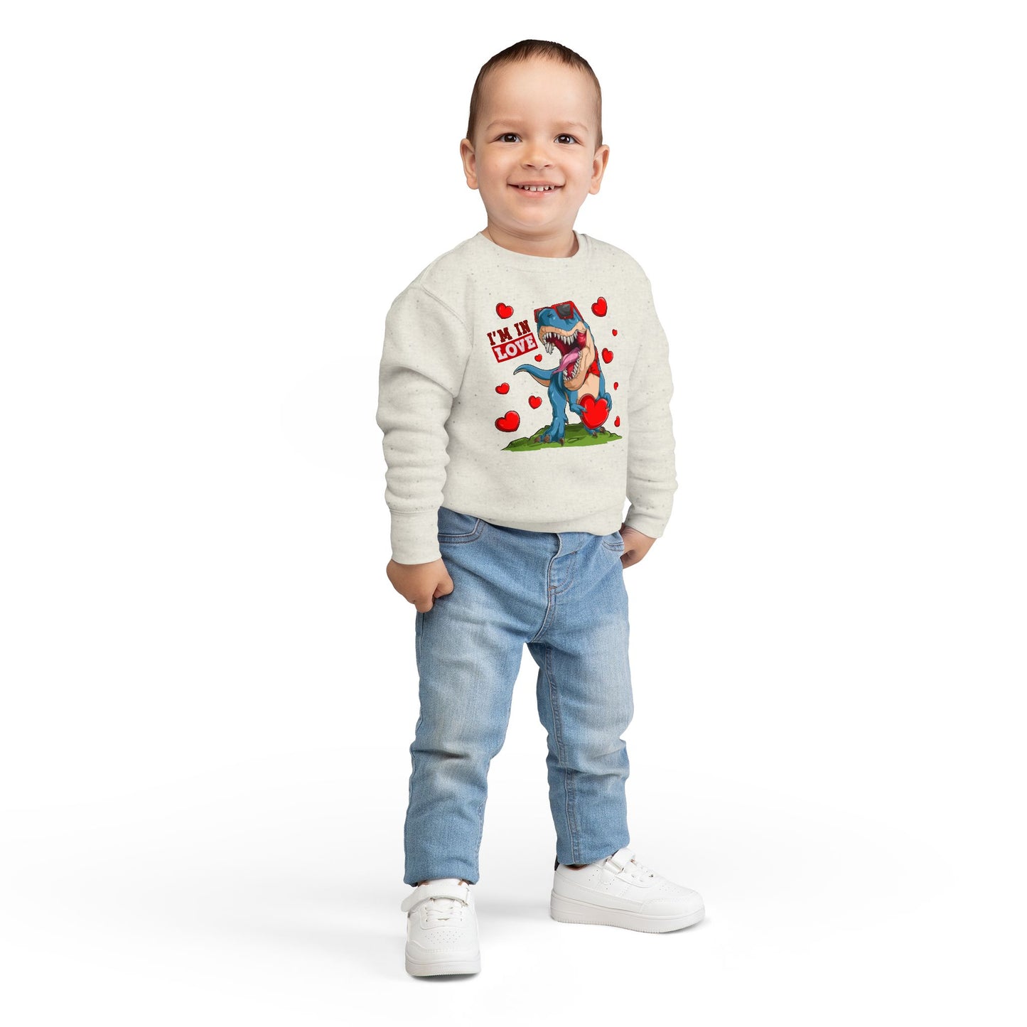 Toddler Sweatshirt -Dinosaur and heart design for valentines - [[{"value":"Wonderwear Kid"}]]