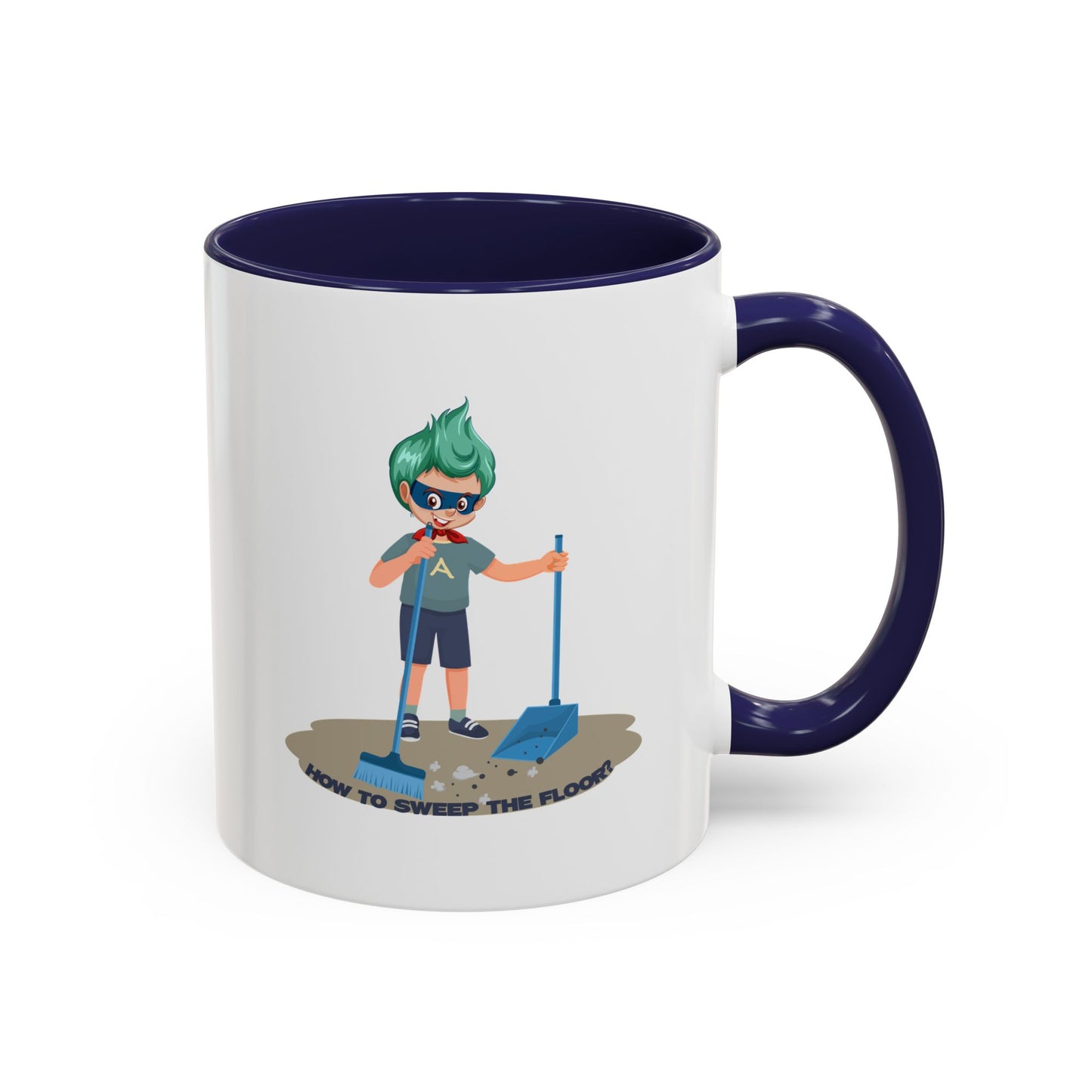 Accent Coffee Mug - Super kiddo sweeping floor