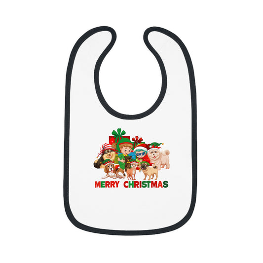 Baby Bib - Christmas with super kiddo pet friends with text