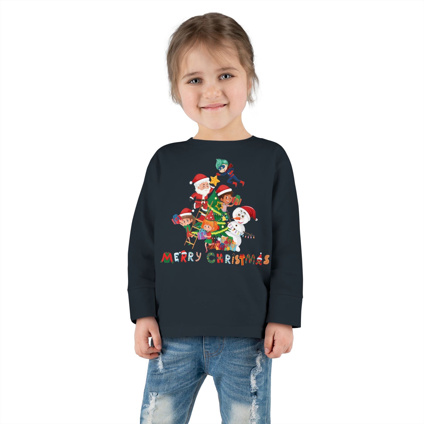 Toddler Long Sleeve Tee - Super kiddo making christmas tree with text - [[{"value":"Wonderwear Kid"}]]