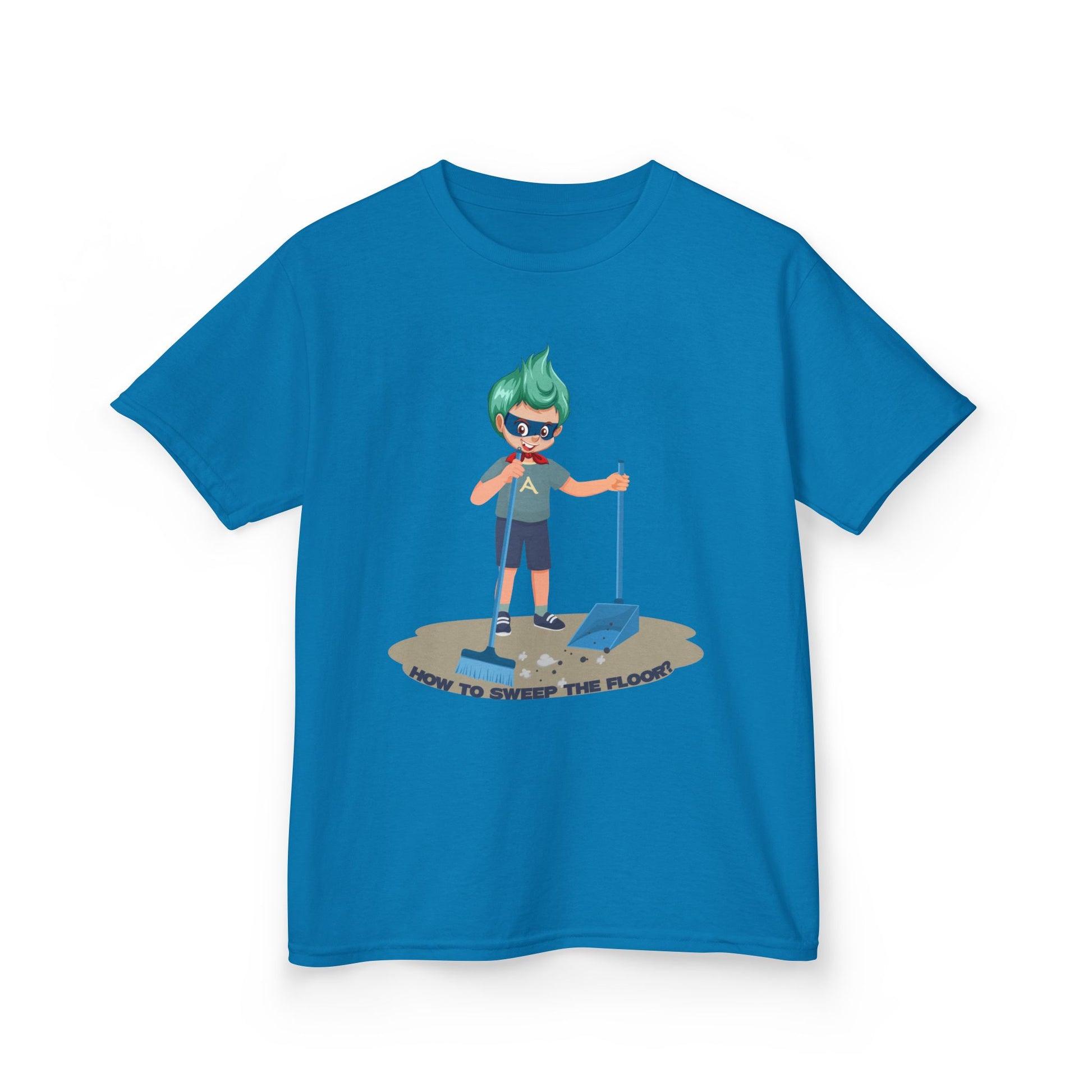 Kids Heavy Cotton™ Tee - Super kiddo sweeping floor - [[{"value":"Wonderwear Kid"}]]