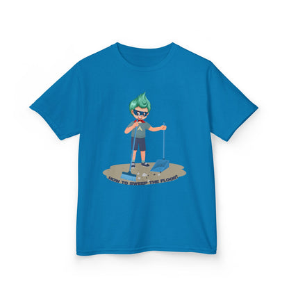 Kids Heavy Cotton™ Tee - Super kiddo sweeping floor - [[{"value":"Wonderwear Kid"}]]
