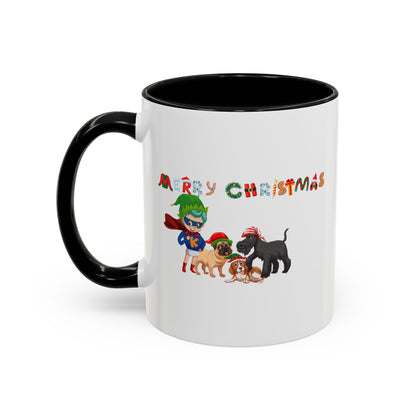 Accent Coffee Mug - Super kiddo woith pet friends - [[{"value":"Wonderwear Kid"}]]