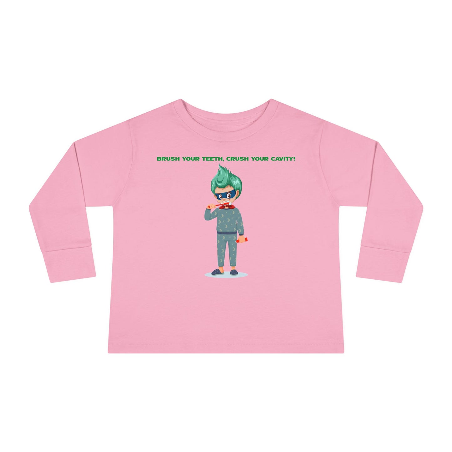 Toddler Long Sleeve Tee - Super kiddo brushing teeth - [[{"value":"Wonderwear Kid"}]]