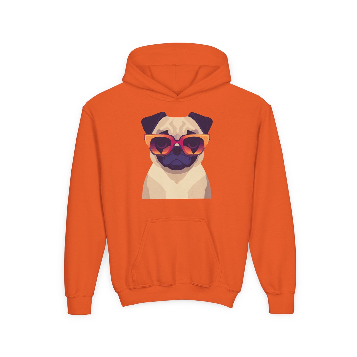 Youth Heavy Blend Hooded Sweatshirt - Cool Pug with Sunglasses