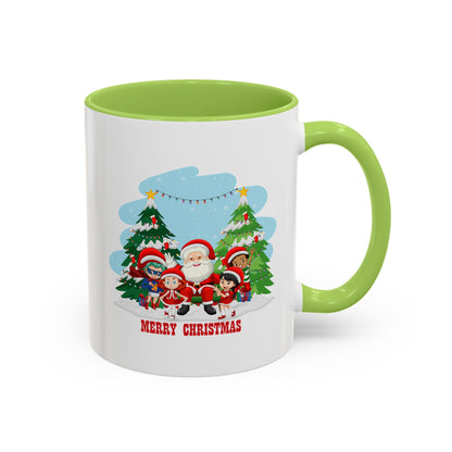 Accent Coffee Mug - Super kiddo with santa claus Merry christmas - [[{"value":"Wonderwear Kid"}]]