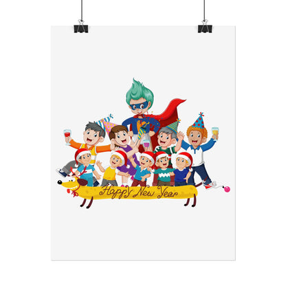 Rolled Posters - Happy new year with friends - [[{"value":"Wonderwear Kid"}]]