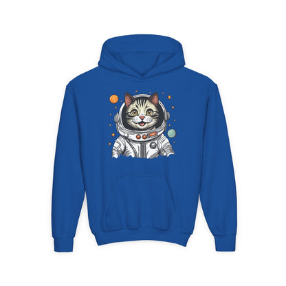 Youth Heavy Blend Hooded Sweatshirt - Astronaut cat Printify