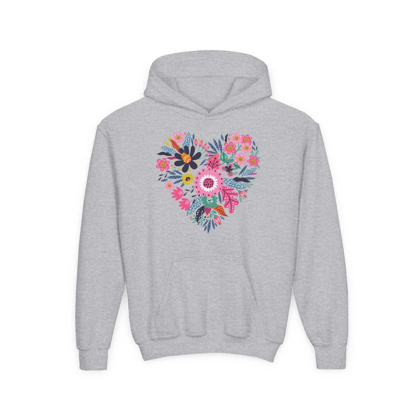 Youth Heavy Blend Hooded Sweatshirt - Flower hearts
