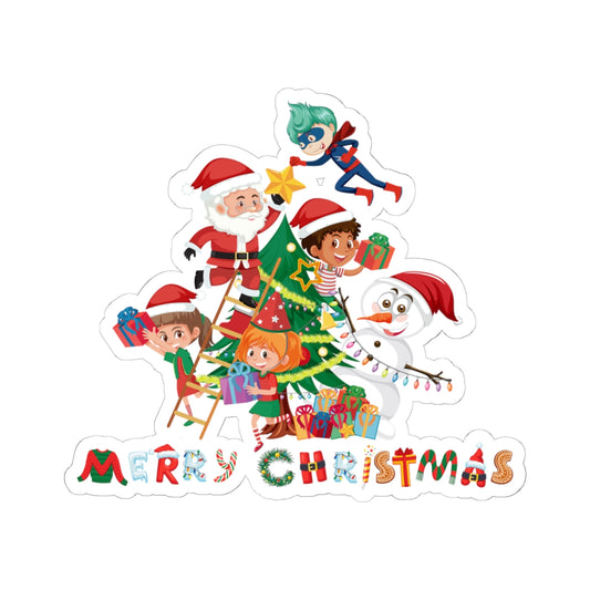 Kiss-Cut Stickers - Super kiddo making christmas tree with text - [[{"value":"Wonderwear Kid"}]]
