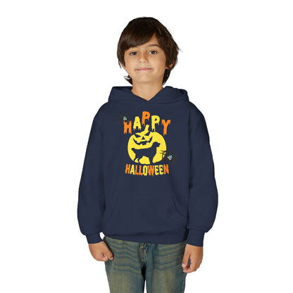 Youth Heavy Blend Hooded Sweatshirt - Happy holloween Printify