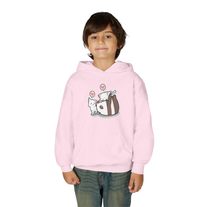 Youth Heavy Blend Hooded Sweatshirt - The Panda and Cat Printify