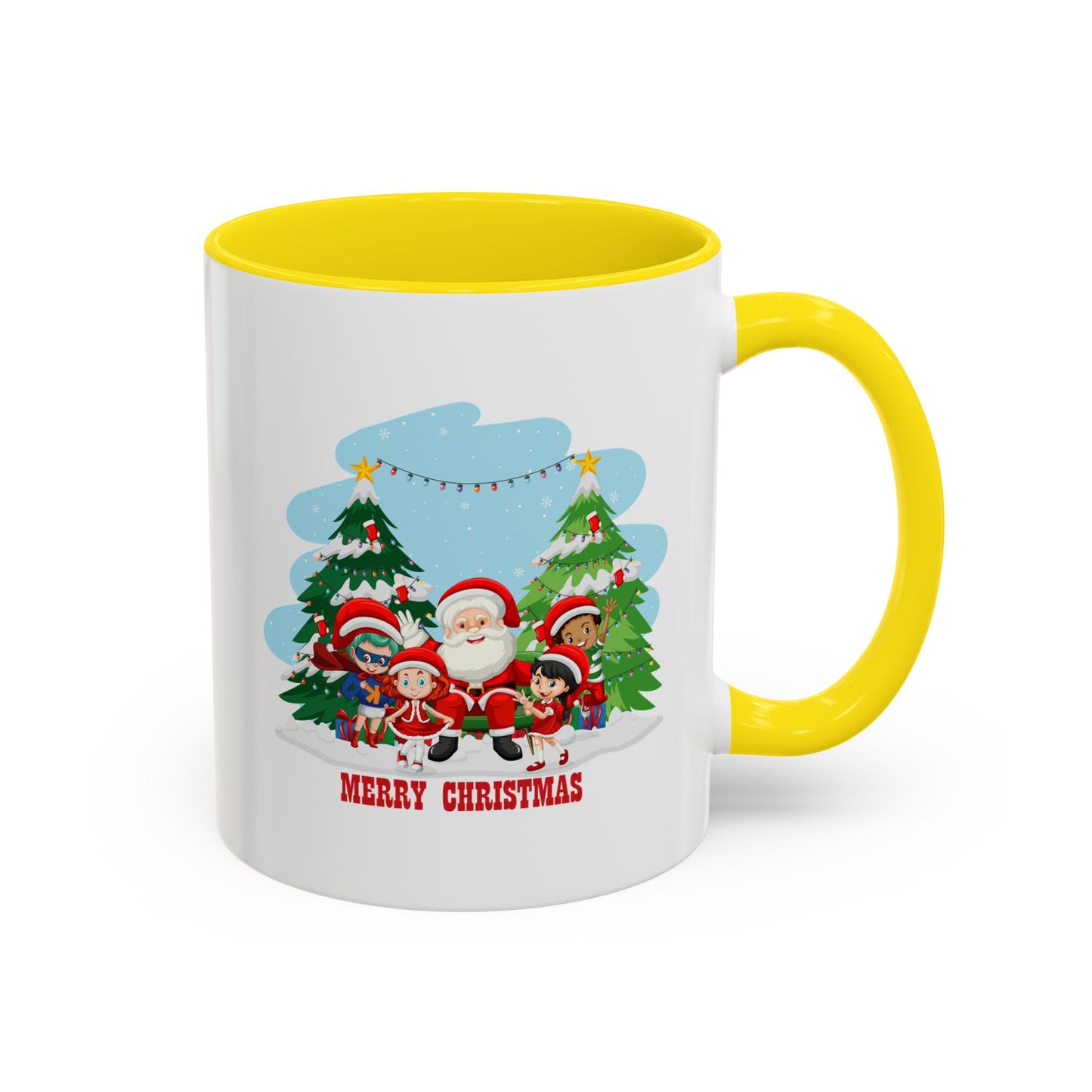 Accent Coffee Mug - Super kiddo with santa claus Merry christmas