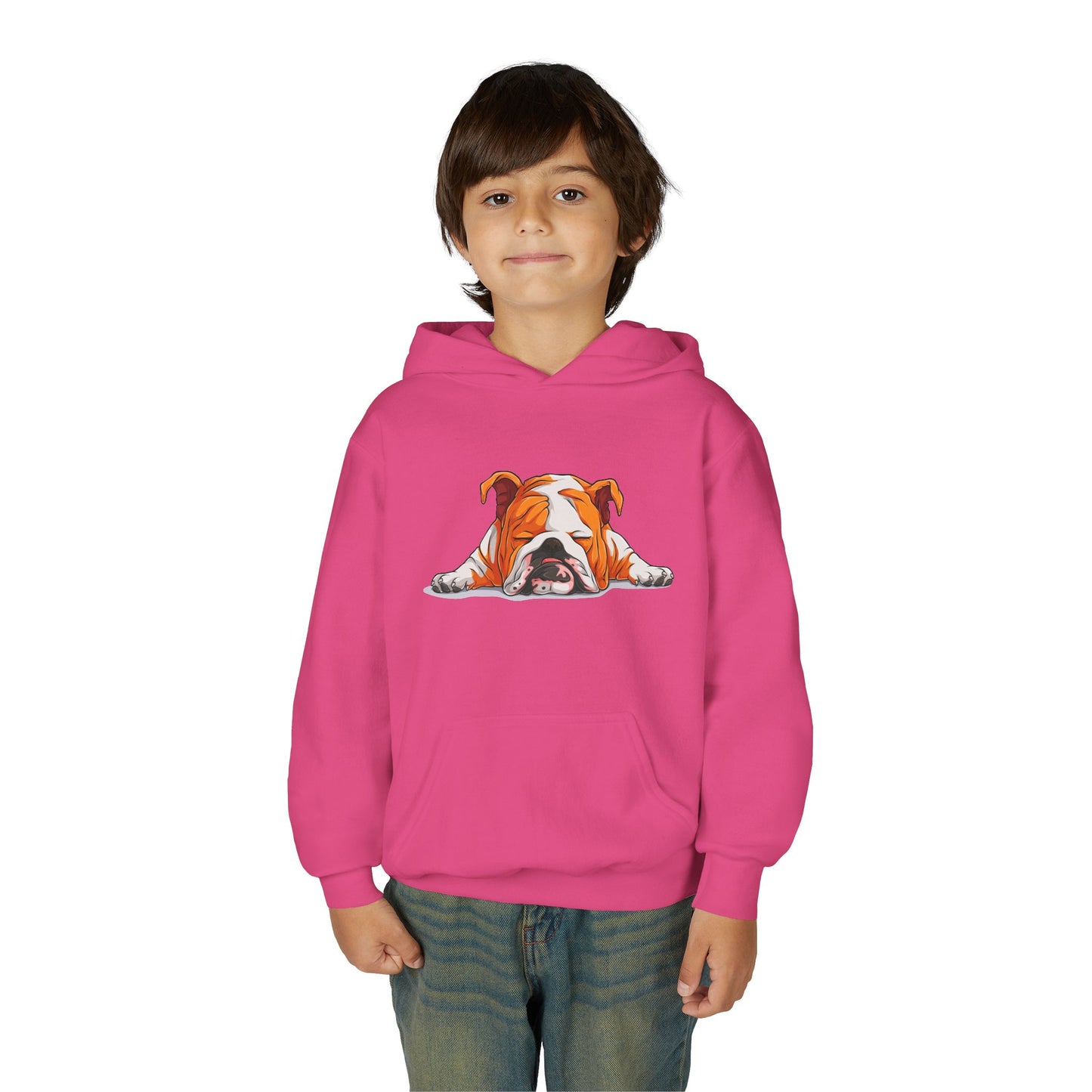 Youth Heavy Blend Hooded Sweatshirt -  Sleeping english bulldog