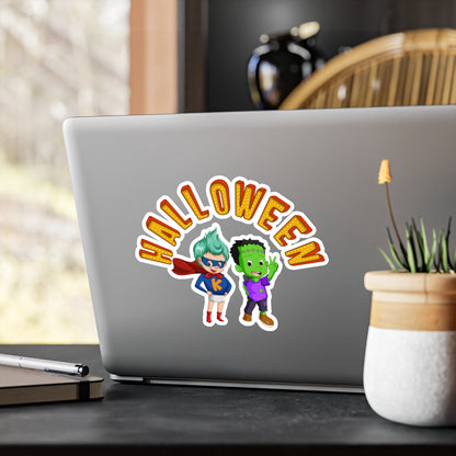 Halloween Kiss-Cut Vinyl Decals – Holloween with super kiddo Printify