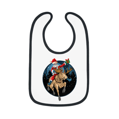 Baby Bib - Super kiddo riding a reindeer - [[{"value":"Wonderwear Kid"}]]