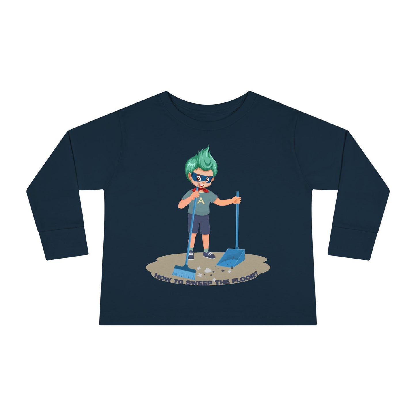 Toddler Long Sleeve Tee - Super kiddo sweeping floor - [[{"value":"Wonderwear Kid"}]]