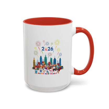 Accent Coffee Mug - Happy new year with fireworks - [[{"value":"Wonderwear Kid"}]]