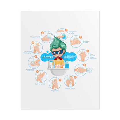 Rolled Posters - Super kiddo hand washing steps - [[{"value":"Wonderwear Kid"}]]