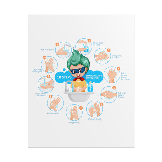 Rolled Posters - Super kiddo hand washing steps - [[{"value":"Wonderwear Kid"}]]
