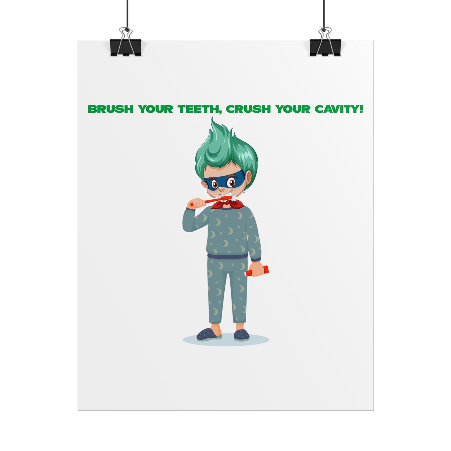 Rolled Posters - Super kiddo brushing teeth - [[{"value":"Wonderwear Kid"}]]