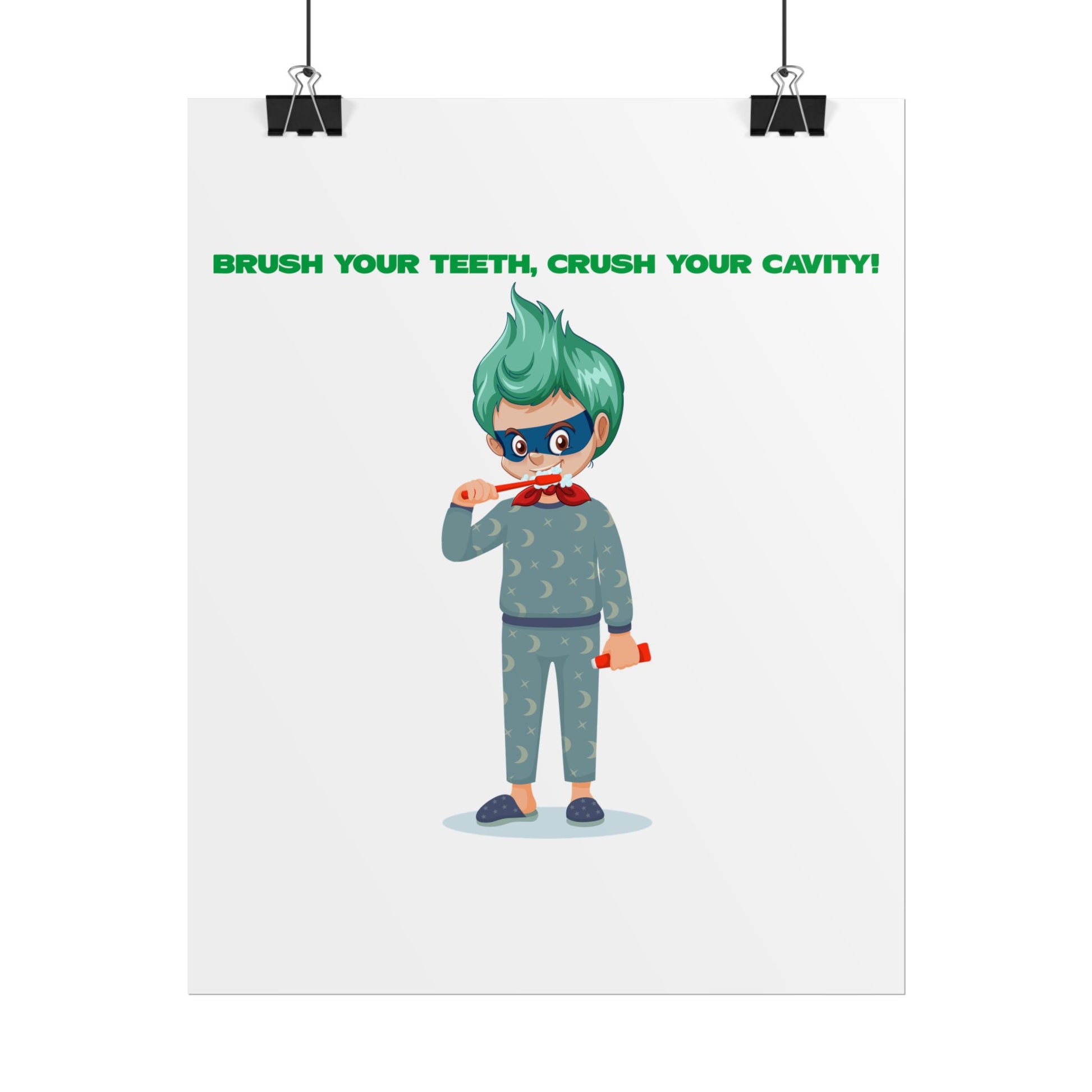 Rolled Posters - Super kiddo brushing teeth - [[{"value":"Wonderwear Kid"}]]
