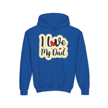 Youth Heavy Blend Hooded Sweatshirt - i love my dad Printify