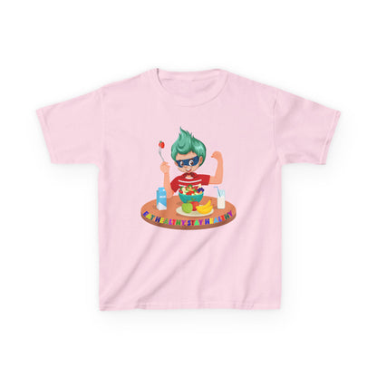 Kids Heavy Cotton™ Tee - super kiddo eating healthy food - [[{"value":"Wonderwear Kid"}]]