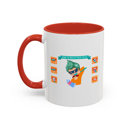 Accent Coffee Mug - Super kiddo how to brush teeth - [[{"value":"Wonderwear Kid"}]]