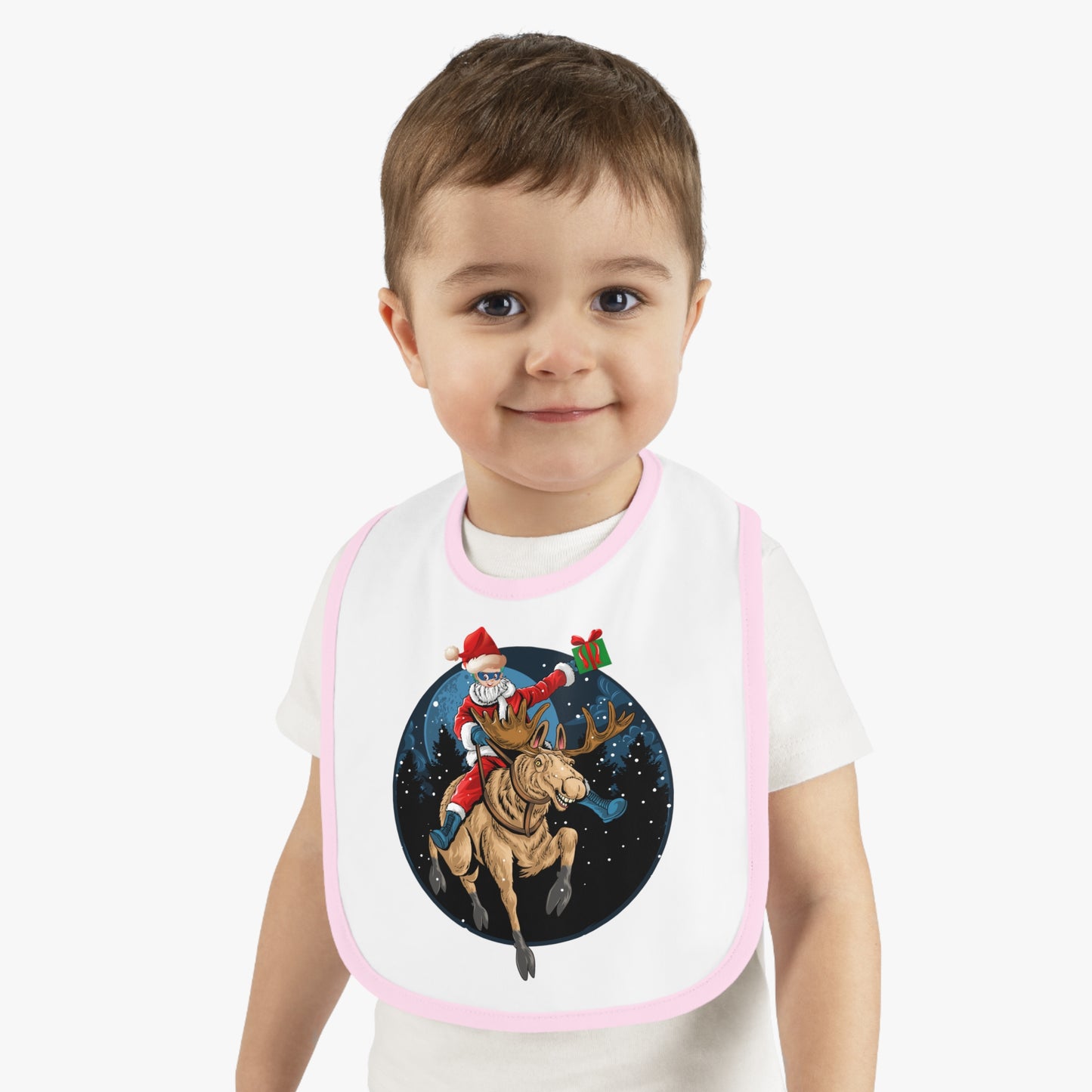 Baby Bib - Super kiddo riding a reindeer