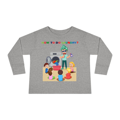 Toddler Long Sleeve Tee - super kiddo teaching laundry - [[{"value":"Wonderwear Kid"}]]