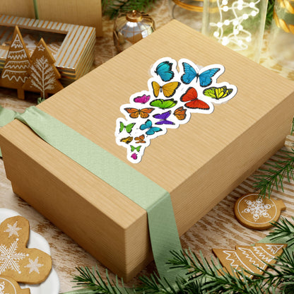 Kiss-Cut Vinyl Decals - Group of colorful butterflies Printify