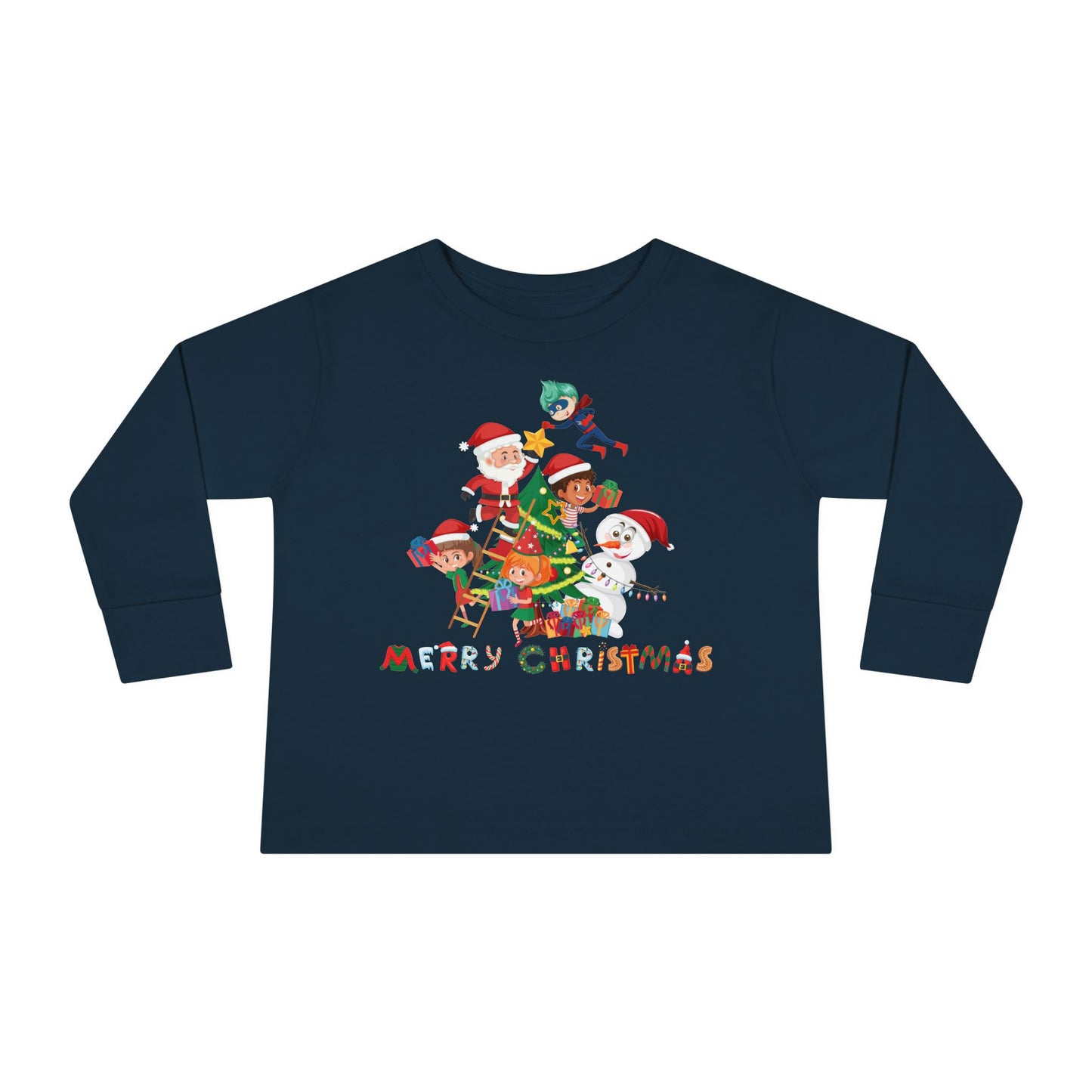 Toddler Long Sleeve Tee - Super kiddo making christmas tree with text - [[{"value":"Wonderwear Kid"}]]