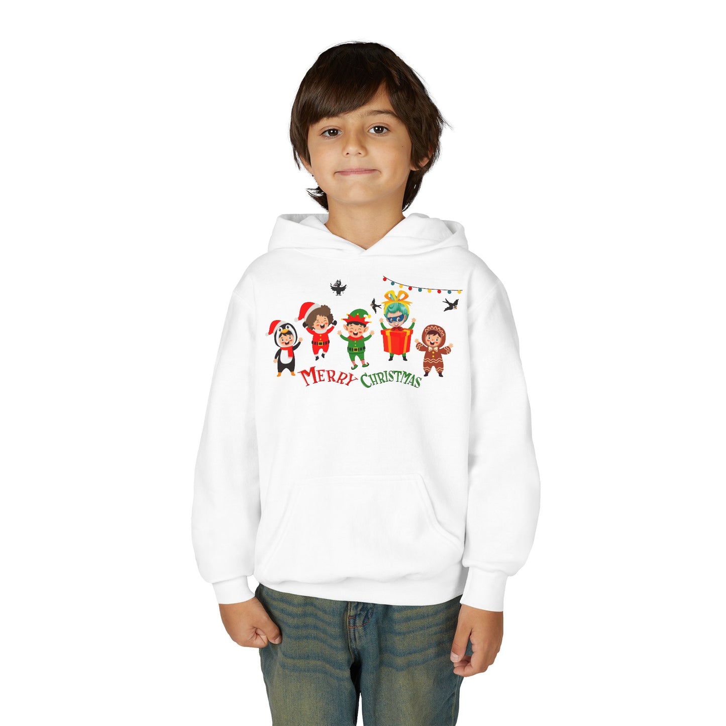 Youth Heavy Blend Hooded Sweatshirt - Merry christmas by super kiddo and friends