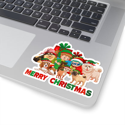 Kiss-Cut Stickers - Christmas with super kiddo pet friends with text - [[{"value":"Wonderwear Kid"}]]