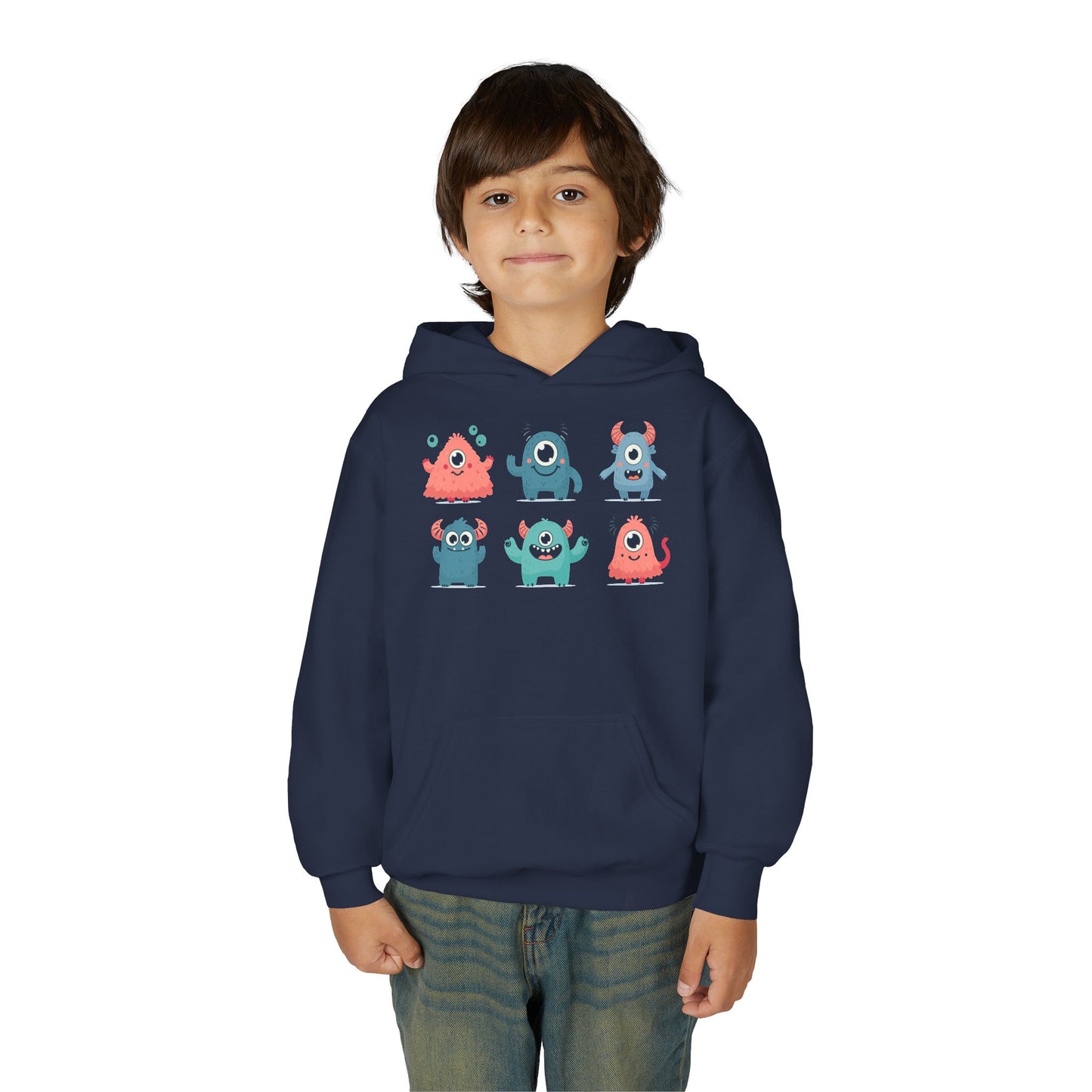 Youth Heavy Blend Hooded Sweatshirt -  Group of cute little monsters