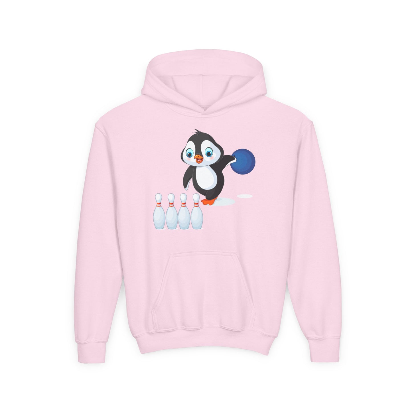 Youth Heavy Blend Hooded Sweatshirt - Adorable Penguin Bowling