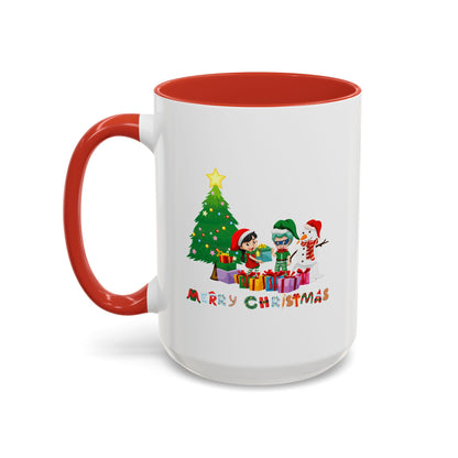 Accent Coffee Mug - Super kiddo preparing gifts - [[{"value":"Wonderwear Kid"}]]